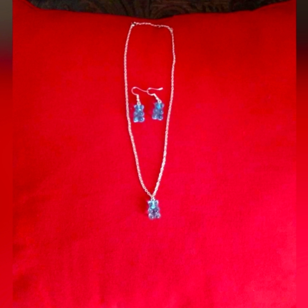 Lil Girls 3 Piece Polyurethane Teddy Bear Necklace Setl